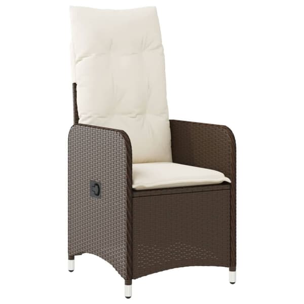 vidaXL havestole 2 stk. med lænefunktion og bord polyrattan brun