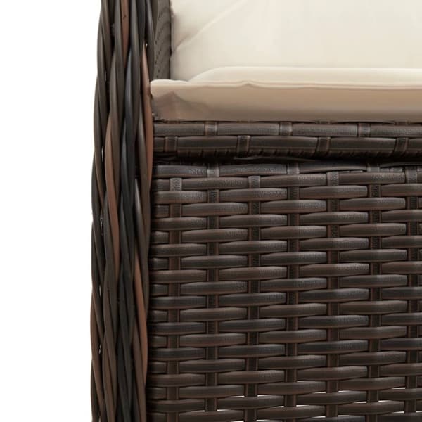 vidaXL havestole 2 stk. med lænefunktion og bord polyrattan brun