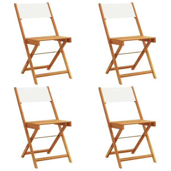 vidaXL foldbare havestole 4 stk. stof og massivt træ cremehvid