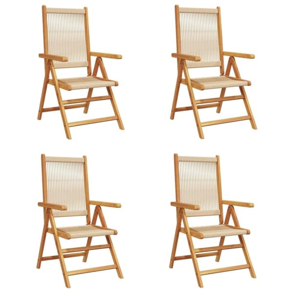 vidaXL Lenestoler for hage 4 stk beige heltre akasie