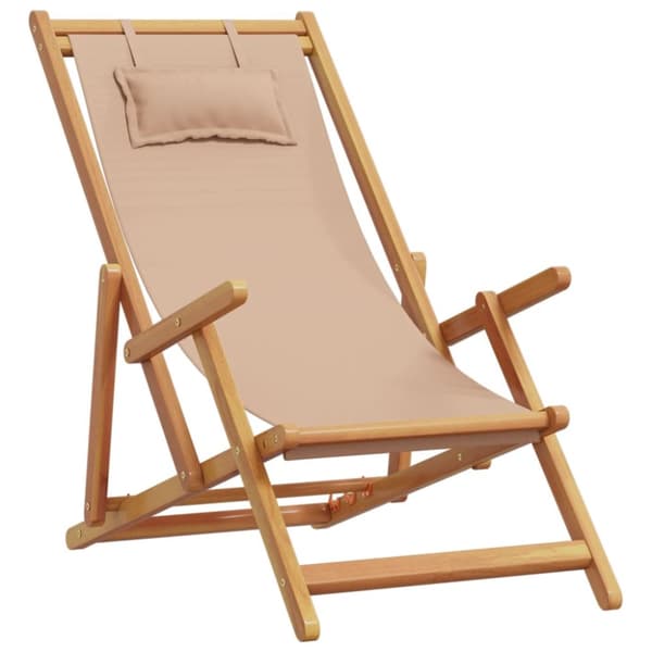 vidaXL Hopfällbar strandstol taupe massivt eukalyptusträ och tyg