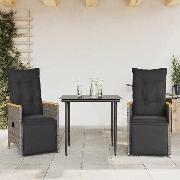 vidaXL havelænestole 2 stk. med hynder polyrattan grå