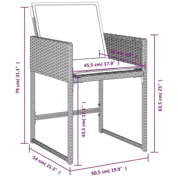 vidaXL havestole 4 stk. med hynder polyrattan lysegrå