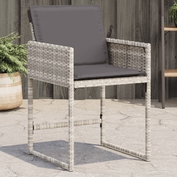 vidaXL havestole 4 stk. med hynder polyrattan lysegrå