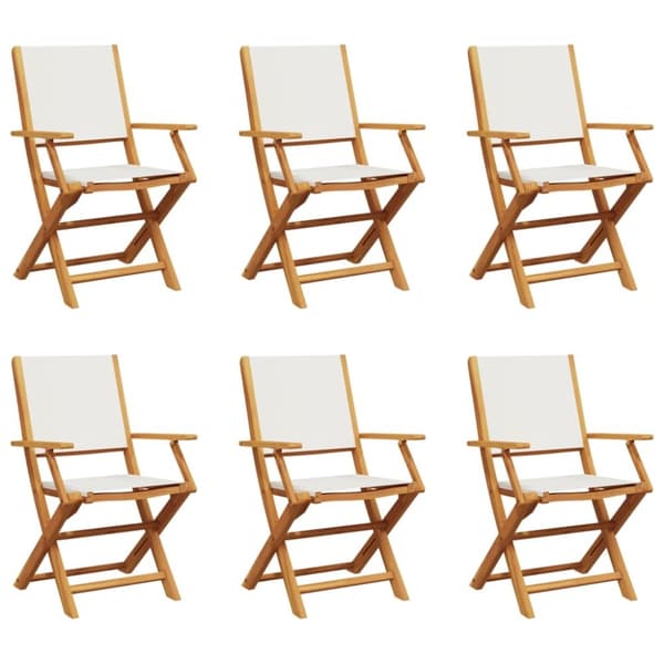 vidaXL foldbare havestole 6 stk. stof og massivt træ cremehvid
