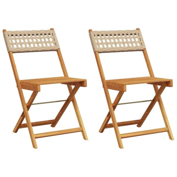 vidaXL bistrostole 2 stk. massivt akacietræ og polyrattan beige