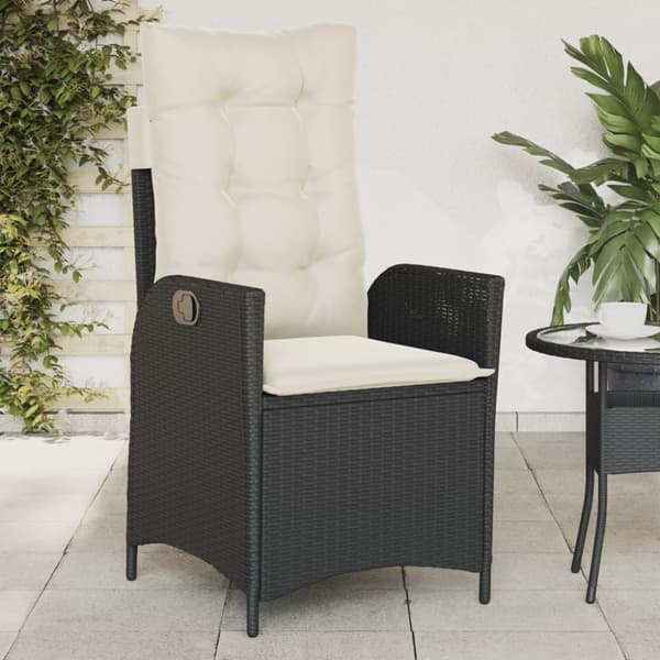 vidaXL havestole med hynder 2 stk. justerbart ryglæn polyrattan sort