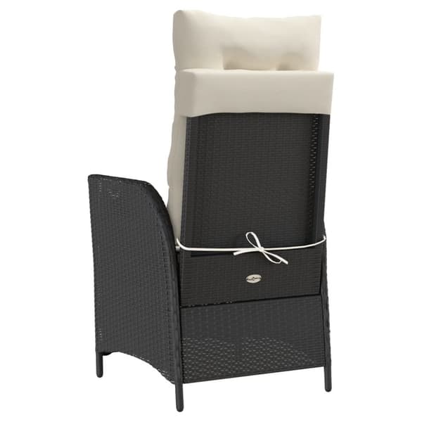 vidaXL havestole med hynder 2 stk. justerbart ryglæn polyrattan sort