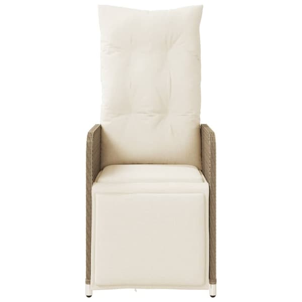 vidaXL Justerbar trädgårdsstol med dynor beige konstrotting