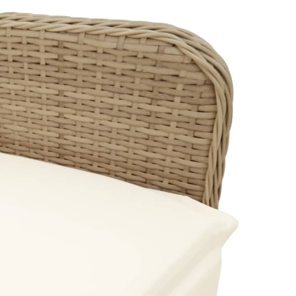 vidaXL Justerbar trädgårdsstol med dynor beige konstrotting