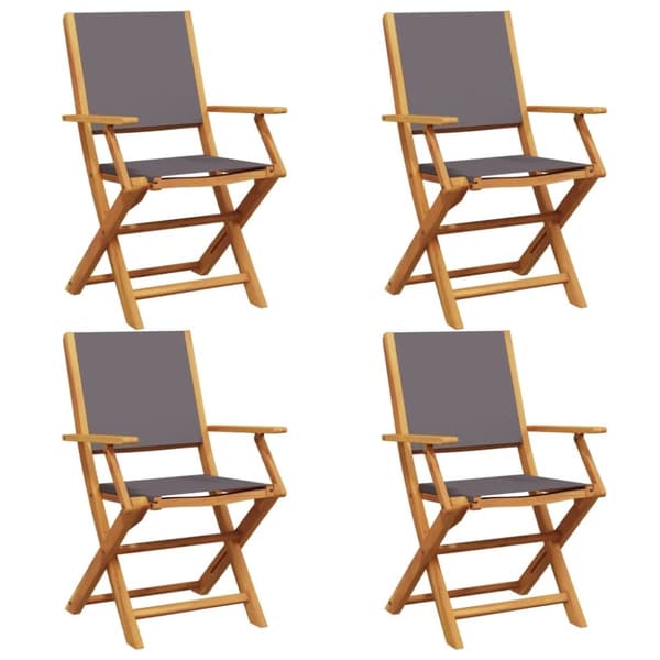 vidaXL foldbare havestole 4 stk. stof og massivt træ antracit