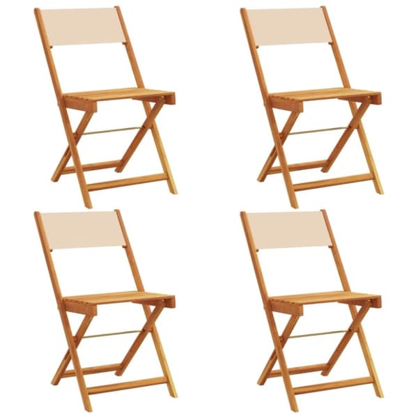 vidaXL foldbare havestole 4 stk. stof og massivt træ beige