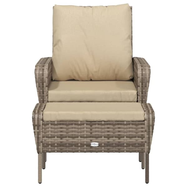 vidaXL Reclinerstol for trädgården med fotpall ljusbrun konstrotting