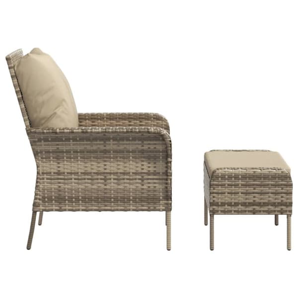 vidaXL Reclinerstol for trädgården med fotpall ljusbrun konstrotting