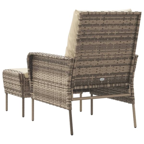 vidaXL Reclinerstol for trädgården med fotpall ljusbrun konstrotting