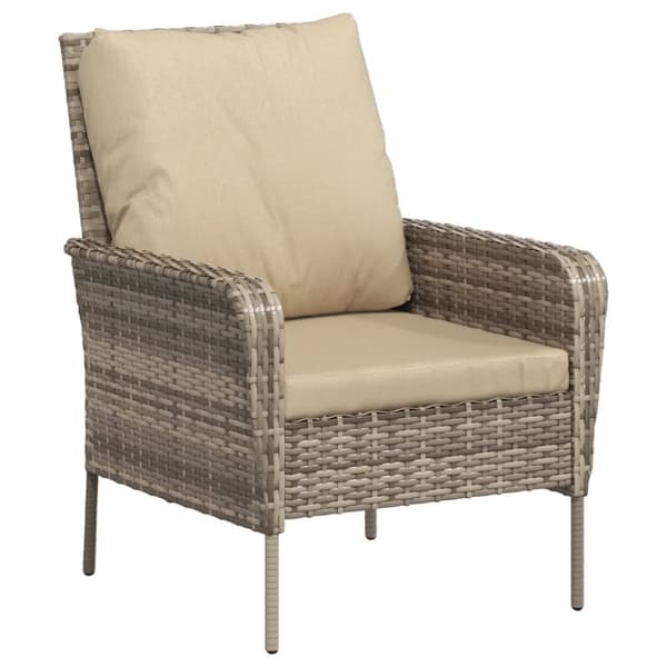 vidaXL Reclinerstol for trädgården med fotpall ljusbrun konstrotting