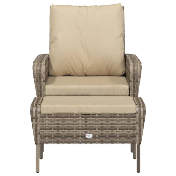 vidaXL havestol med fodskammel polyrattan lysebrun