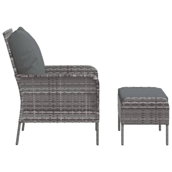 vidaXL Reclinerstol för trädgården med fotpall grå konstrotting