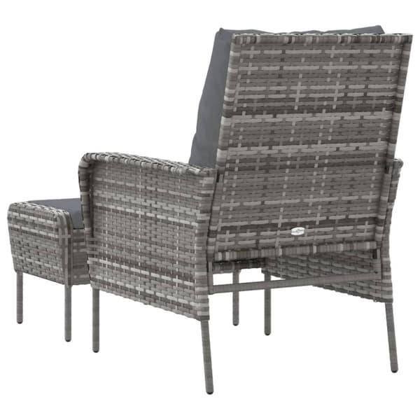 vidaXL Reclinerstol för trädgården med fotpall grå konstrotting