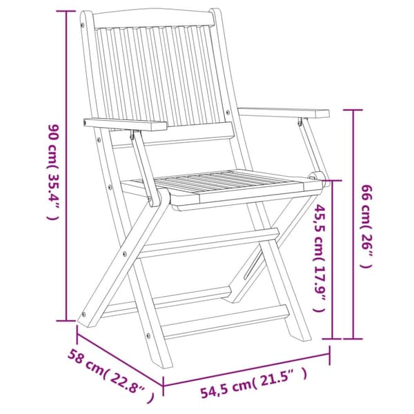 vidaXL foldbare havestole 6 stk. 54,5x58x90 cm massivt akacietræ