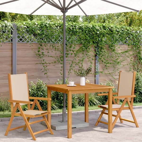 vidaXL Hagestoler 2 stk beige heltre akasie og stoff