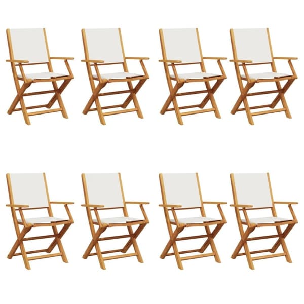vidaXL foldbare havestole 8 stk. stof og massivt træ cremehvid