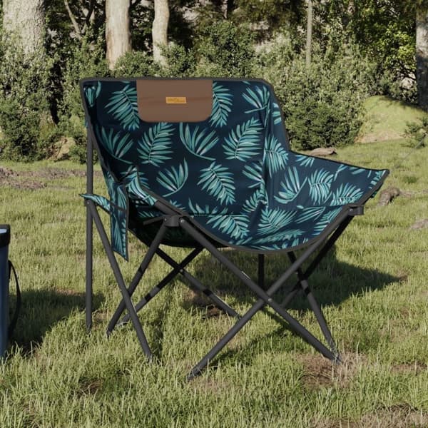 vidaXL Campingstoler med lomme 2 stk sammenleggbar bladmønster