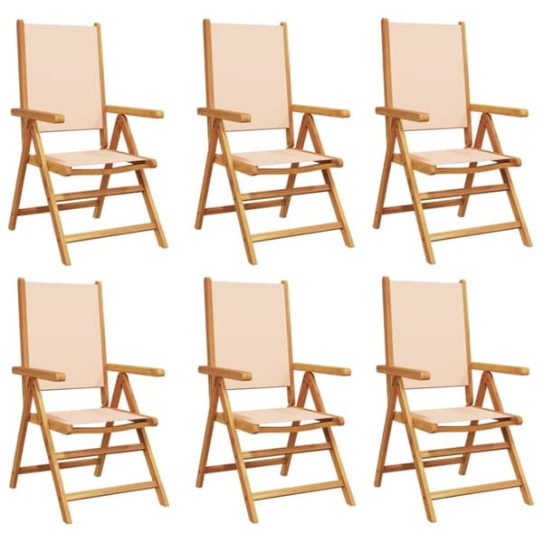 vidaXL Lenestoler for hage 6 stk beige stoff og heltre