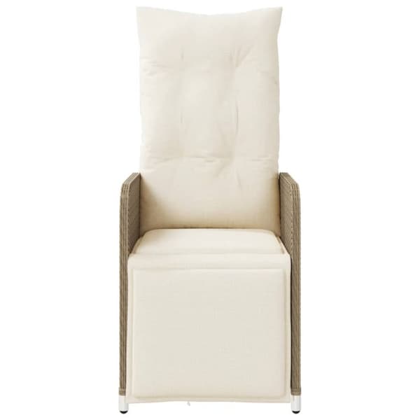 vidaXL havestole 2 stk. med lænefunktion og hynder polyrattan beige