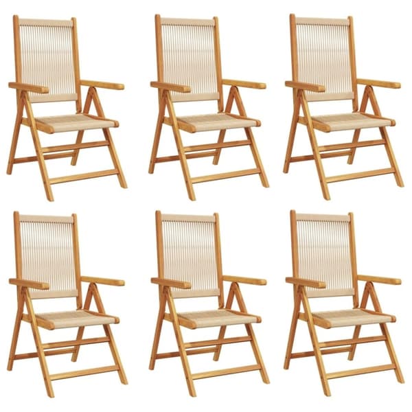 vidaXL Lenestoler for hage 6 stk beige heltre akasie