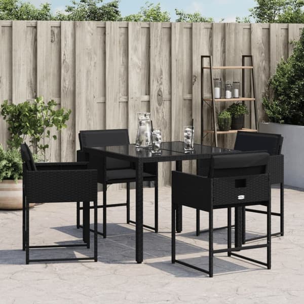 vidaXL havestole med hynder 4 stk. polyrattan sort