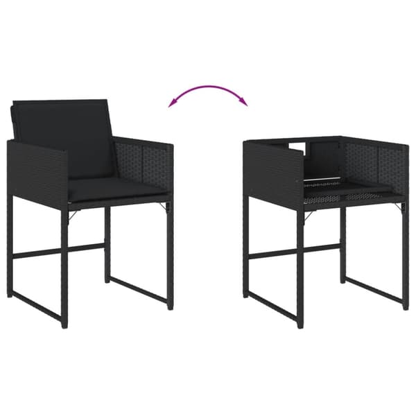 vidaXL havestole med hynder 4 stk. polyrattan sort