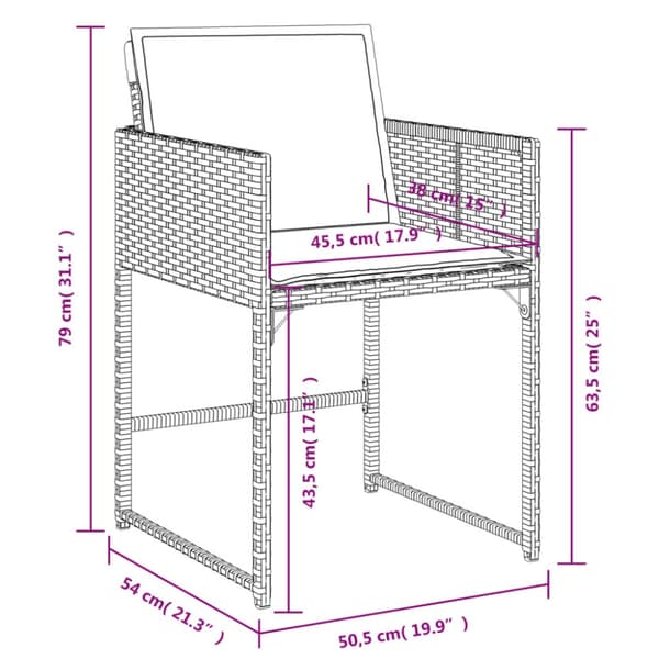 vidaXL havestole med hynder 4 stk. polyrattan sort