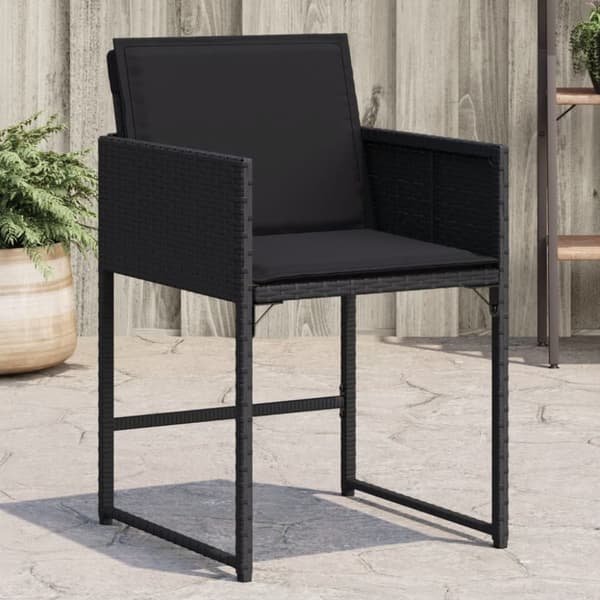vidaXL havestole med hynder 4 stk. polyrattan sort