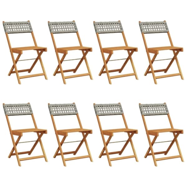 vidaXL havestole 8 stk. foldbar polyrattan og massivt træ grå