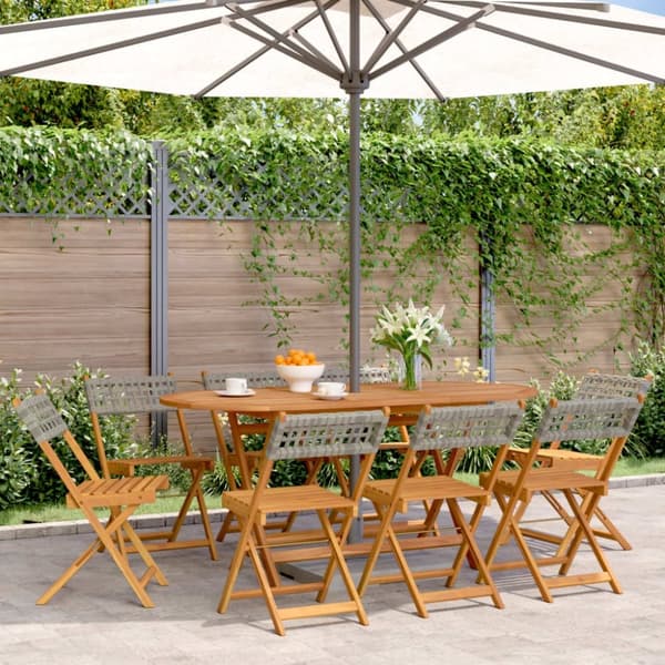 vidaXL havestole 8 stk. foldbar polyrattan og massivt træ grå