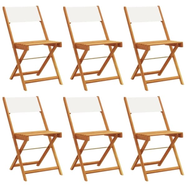 vidaXL foldbare havestole 6 stk. stof og massivt træ cremehvid
