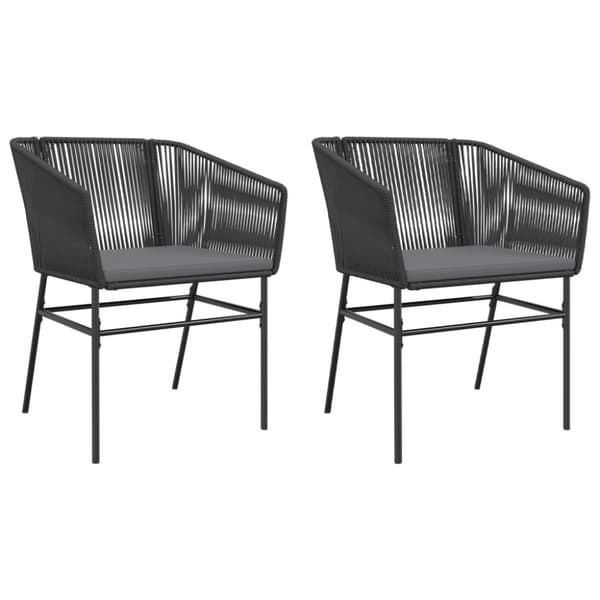 vidaXL havestole 2 stk. med hynder polyrattan sort