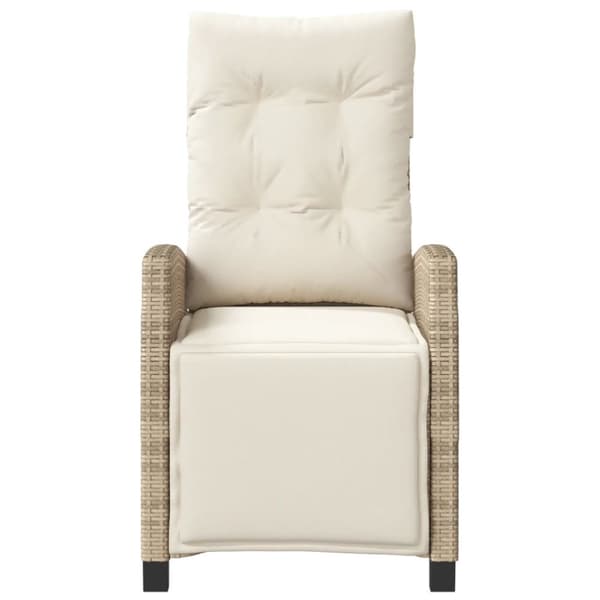 vidaXL Justerbara trädgårdsstolar 2 st med fotstöd beige konstrotting