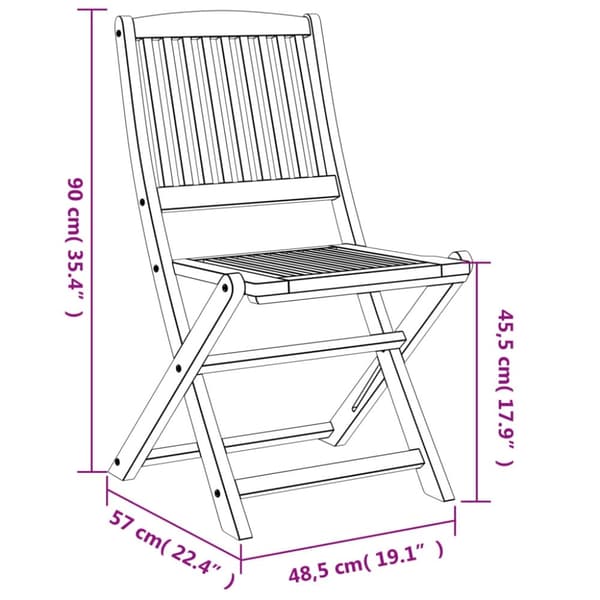 vidaXL Hopfällbara trädgårdsstolar 6 st 48,5x57x90cm massivt akaciaträ