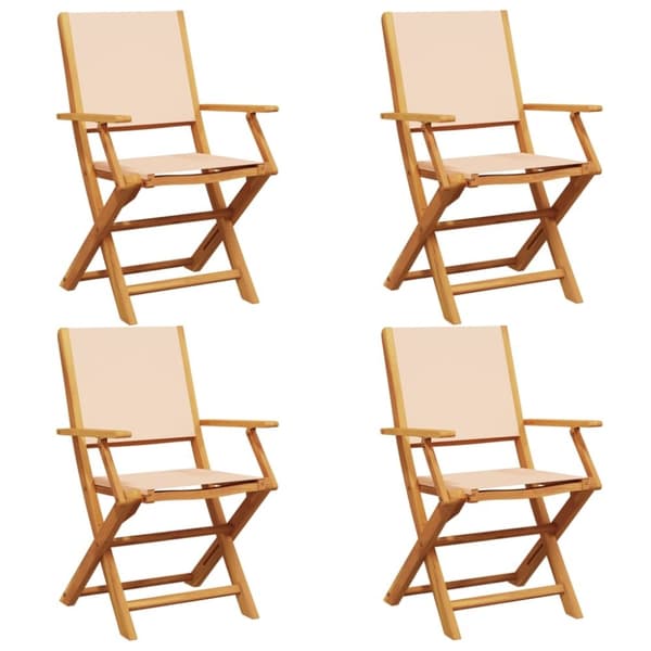 vidaXL foldbare havestole 4 stk. stof og massivt træ beige
