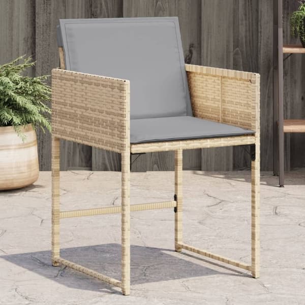 vidaXL havestole 4 stk. med hynder polyrattan blandet beige