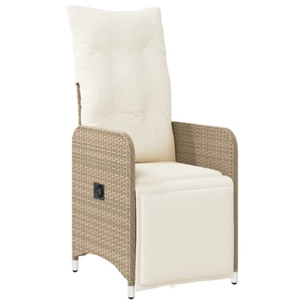 vidaXL havestole 2 stk. med lænefunktion og bord polyrattan beige