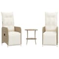 Miniatyrbillede 1 af 11: vidaXL havestole 2 stk. med lænefunktion og bord polyrattan beige