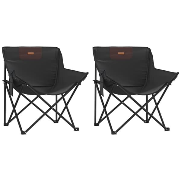 vidaXL campingstole med lommer 2 stk. foldbar sort