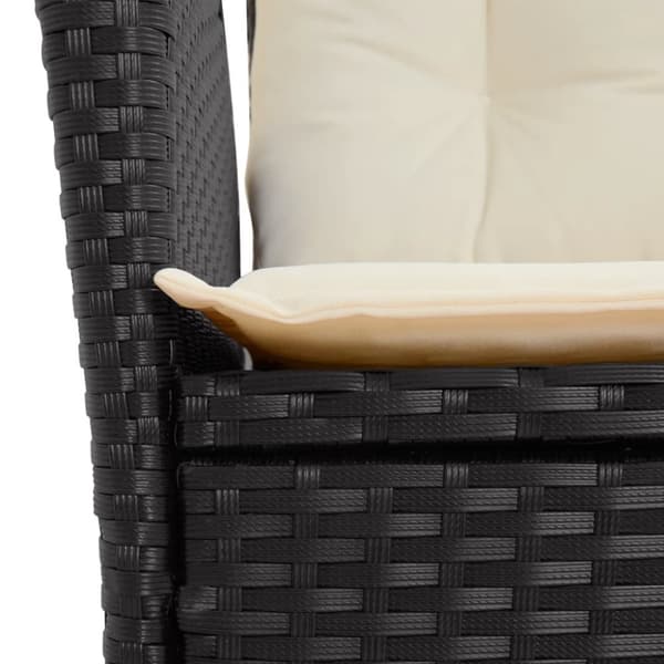 vidaXL havestol med hynder justerbart ryglæn polyrattan sort