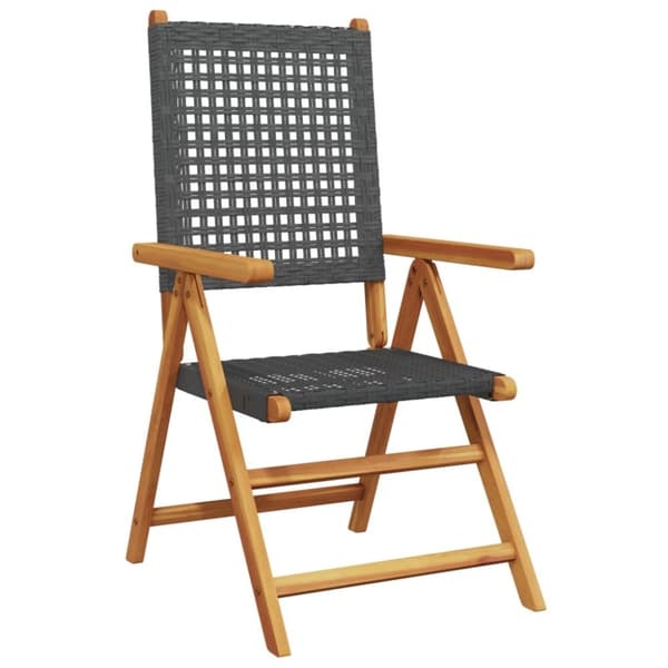 vidaXL havestole 2 stk. massivt akacietræ og polyrattan sort