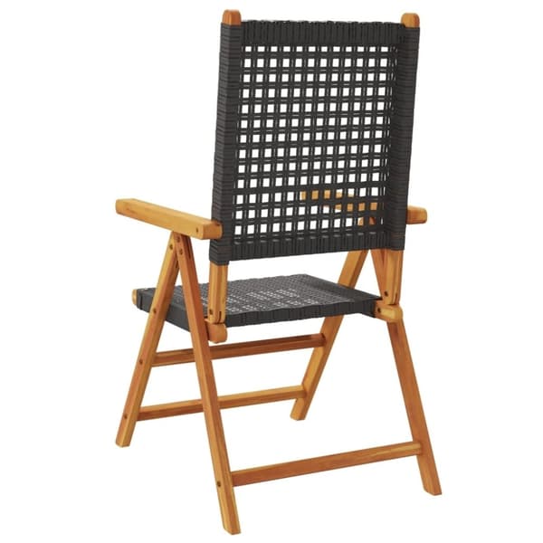 vidaXL havestole 2 stk. massivt akacietræ og polyrattan sort
