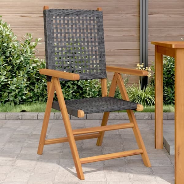 vidaXL havestole 2 stk. massivt akacietræ og polyrattan sort