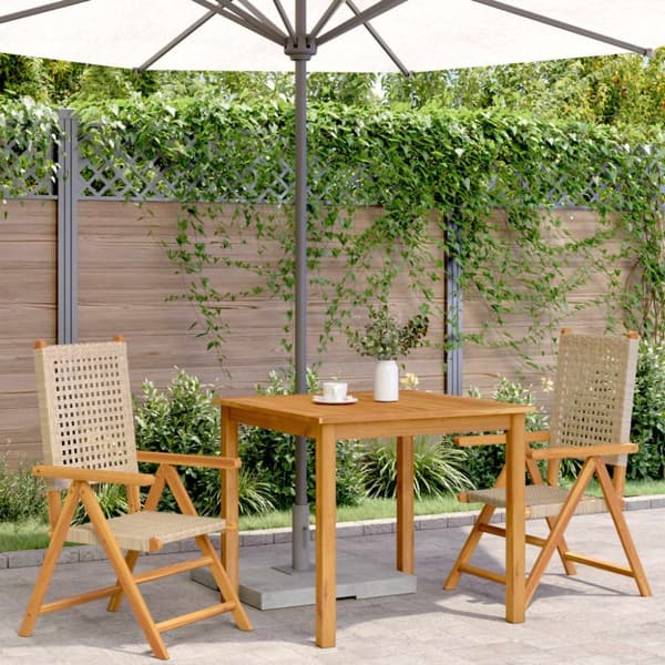 vidaXL havestole 2 stk. massivt akacietræ og polyrattan beige
